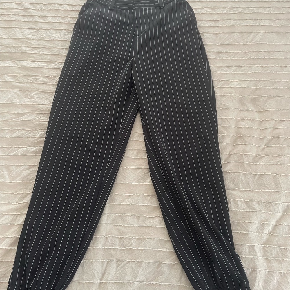 Forever 21 Black and White Dress Pants with Pinstripes